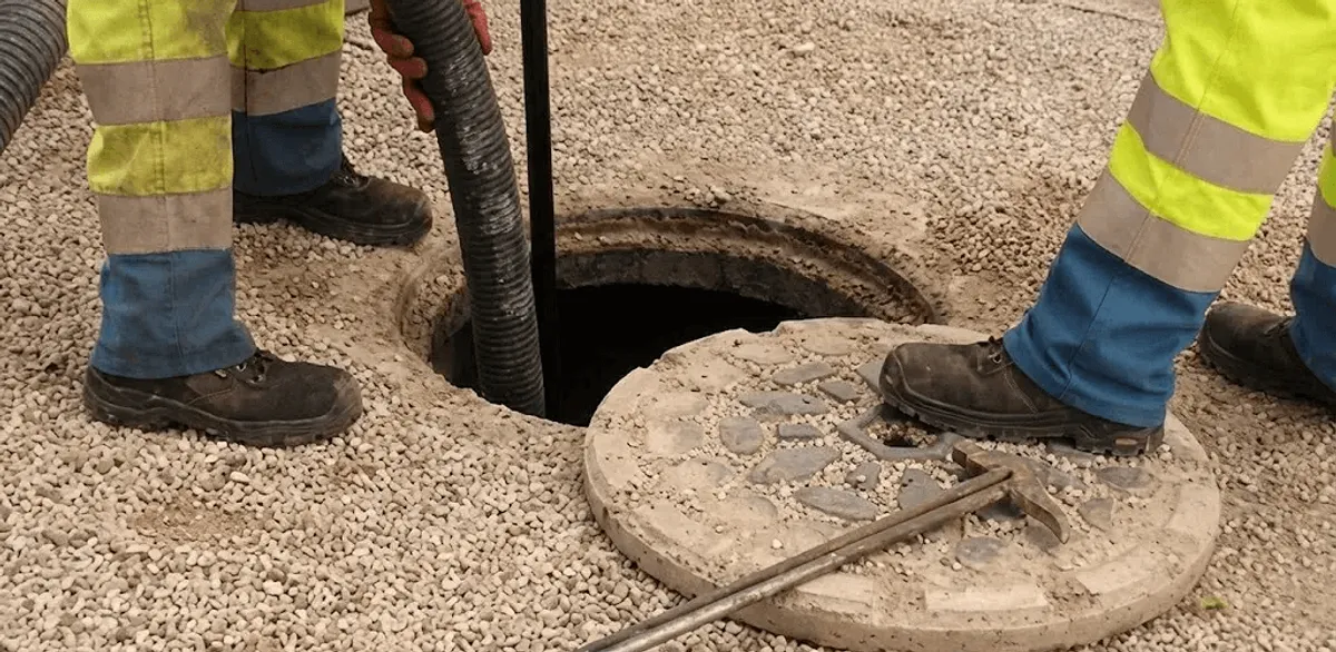 Drain cleaning crew clearing a sewer access point with professional equipment in Lincoln, NE